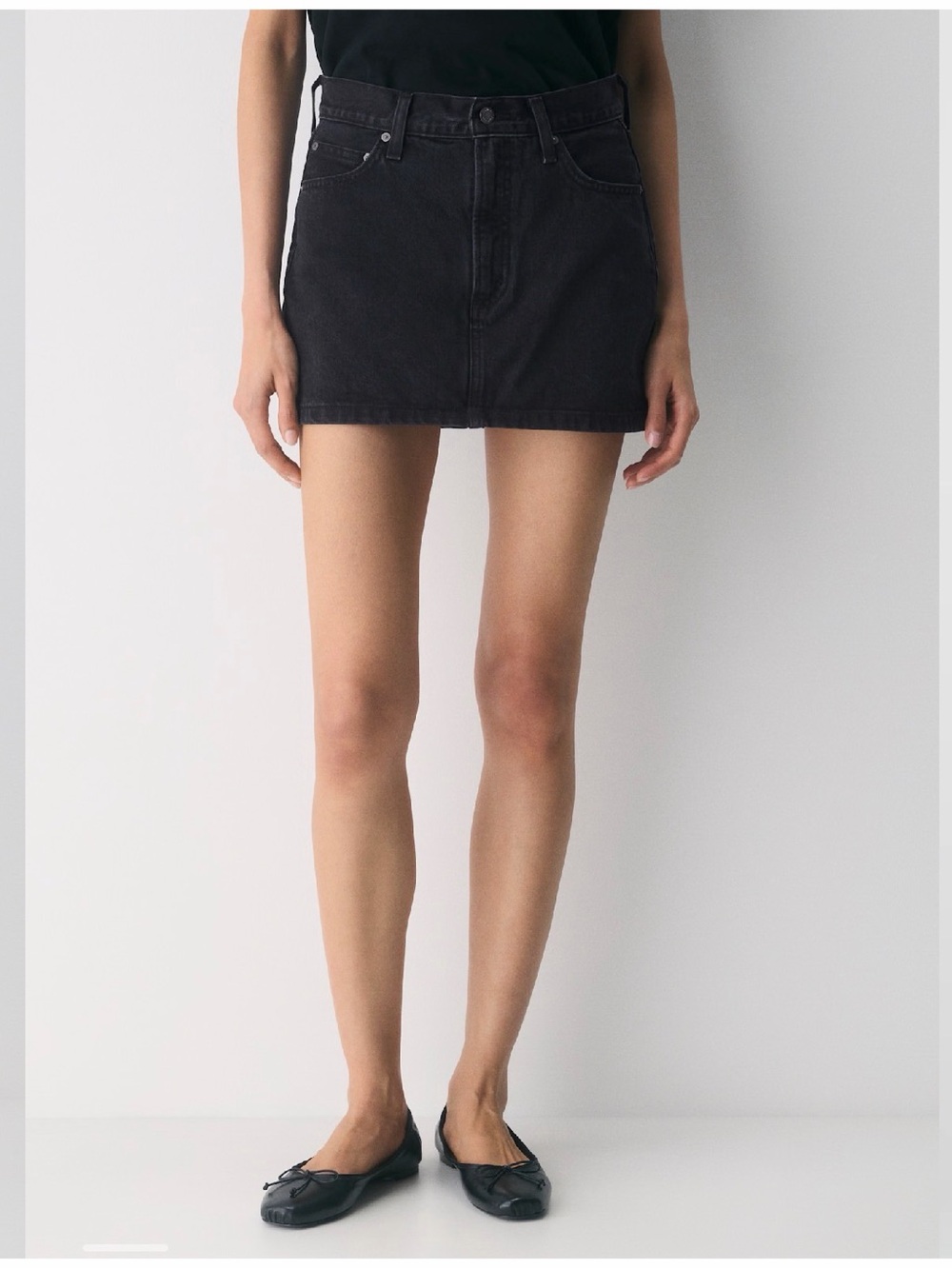 Aritzia Black Denim Mini Skirt